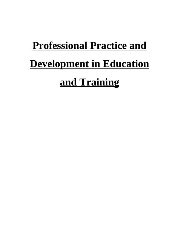 Professional Practice and Development in Education and Training_1