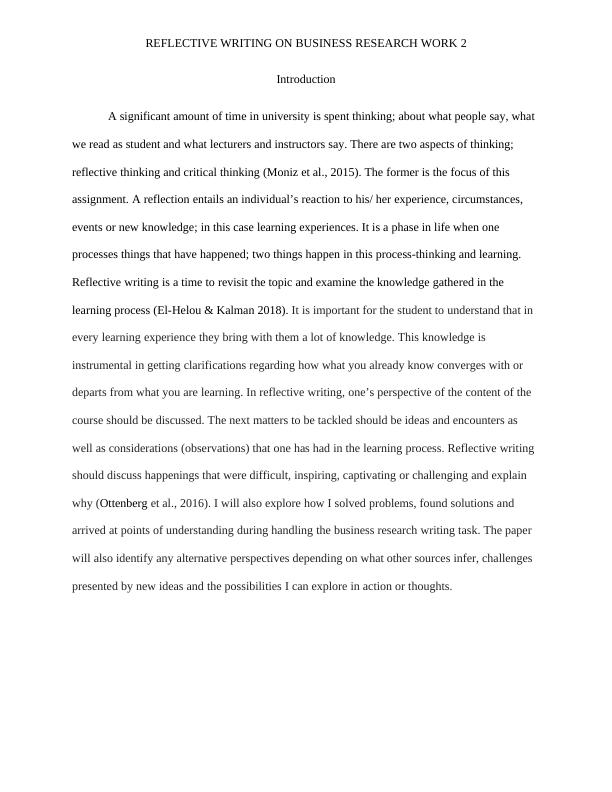 Reflective Writing on Business Research Work_2