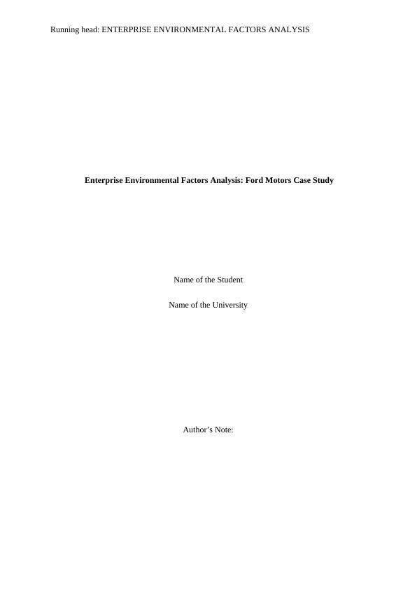 Enterprise Environmental Factors Analysis: Ford Motors Case Study_1