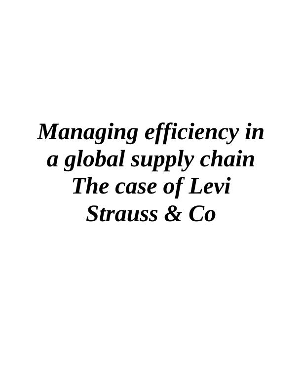 levi's supply chain case study