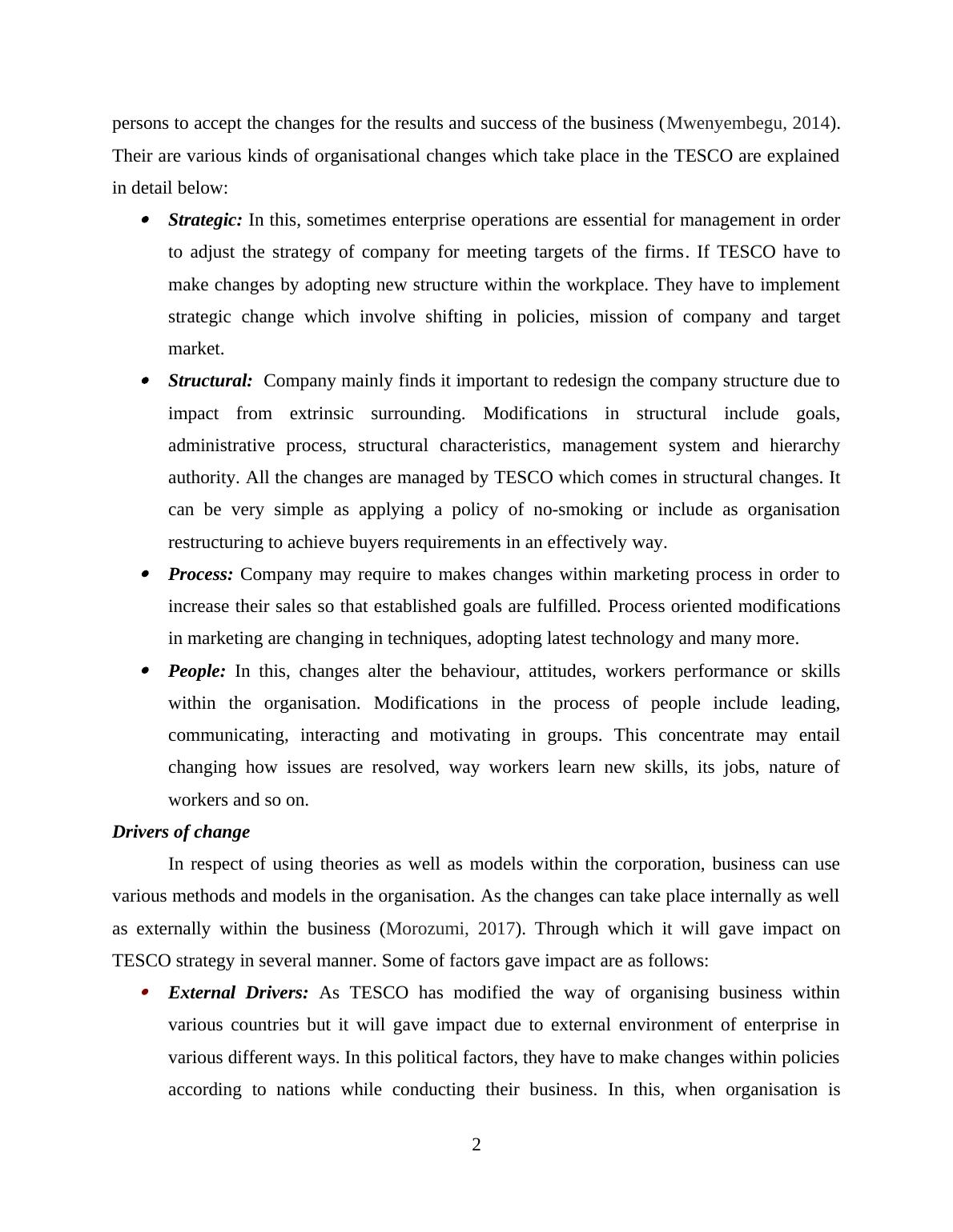 Understanding And Leading Change Assignment Tesco