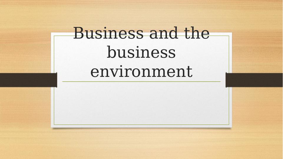 Business and the business environment_1