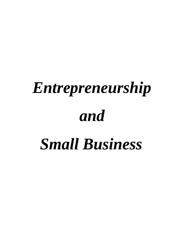 Assignment : An Introduction to Entrepreneurship_1