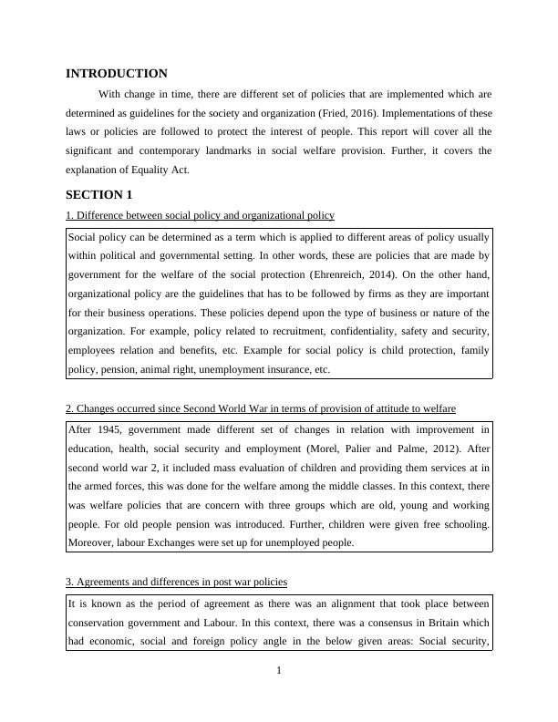 Social Policy INTRODUCTION 1 SECTION 11_4