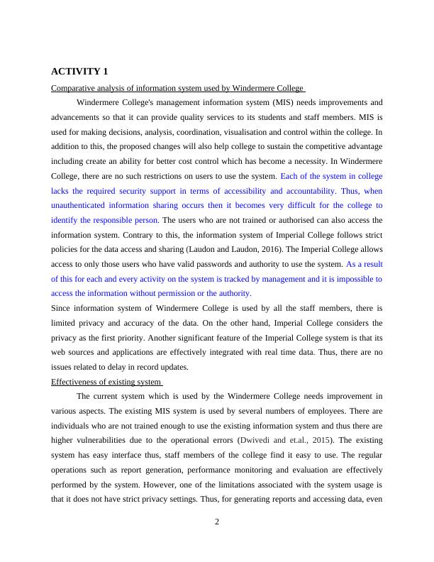 Case Study of Windermere College Assignment_4