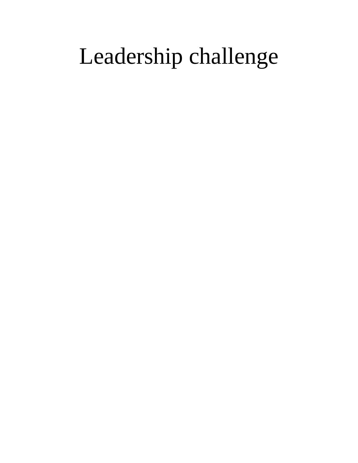 leadership challenge assignment