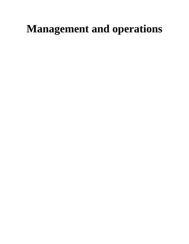 Management and Operations Assignment -Management and Operations Assignment Solution - Toyota_1