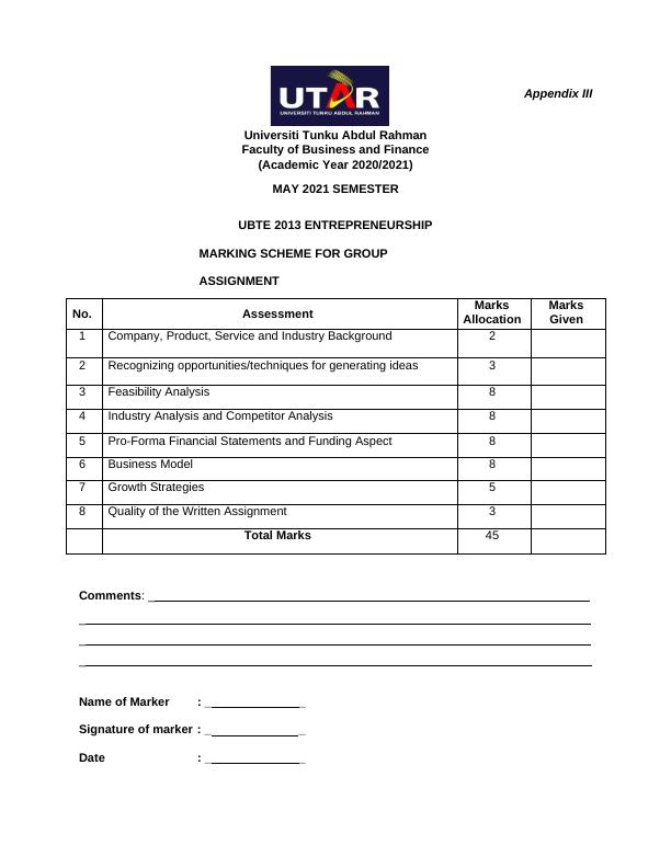 UBTE 2013 - Entrepreneurship Group Assignment