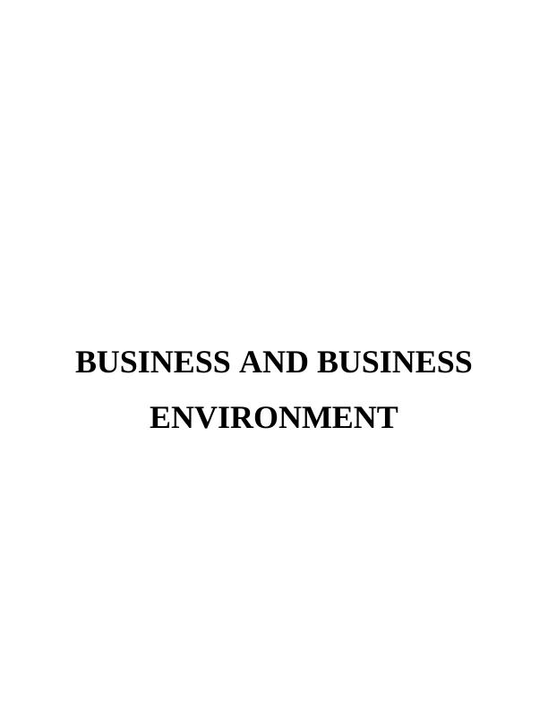 Business & Business Environment Assignment Sample_1