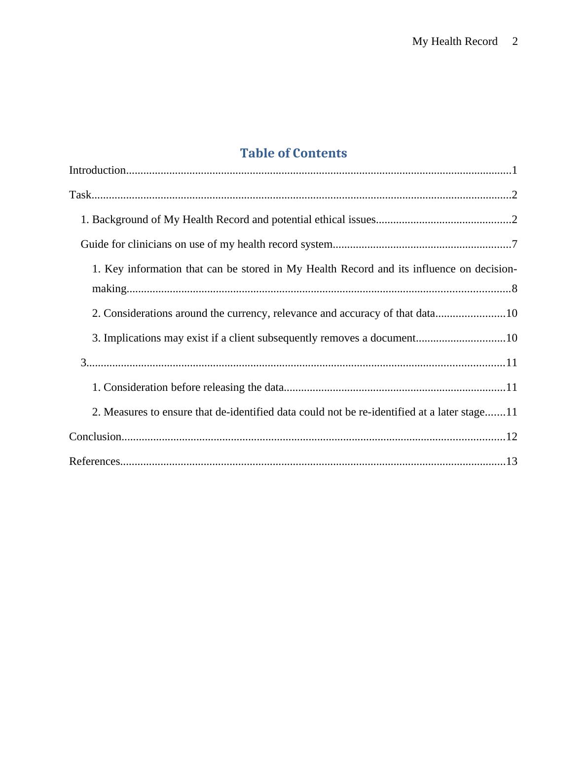 My Health Record Ethical Data Collection and Management in Health Care