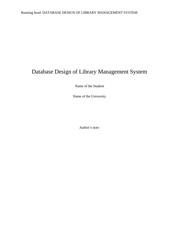 Database Design of Library Management System_1