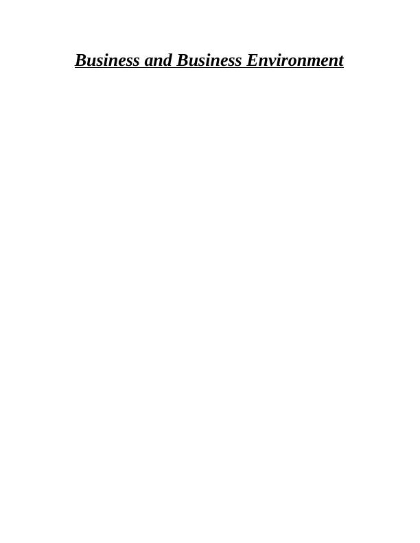 Assignment On Business and Business Environment - UK_1
