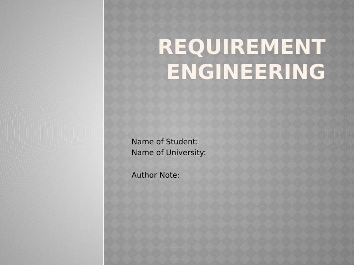 Requirement Engineering : Presentation_1
