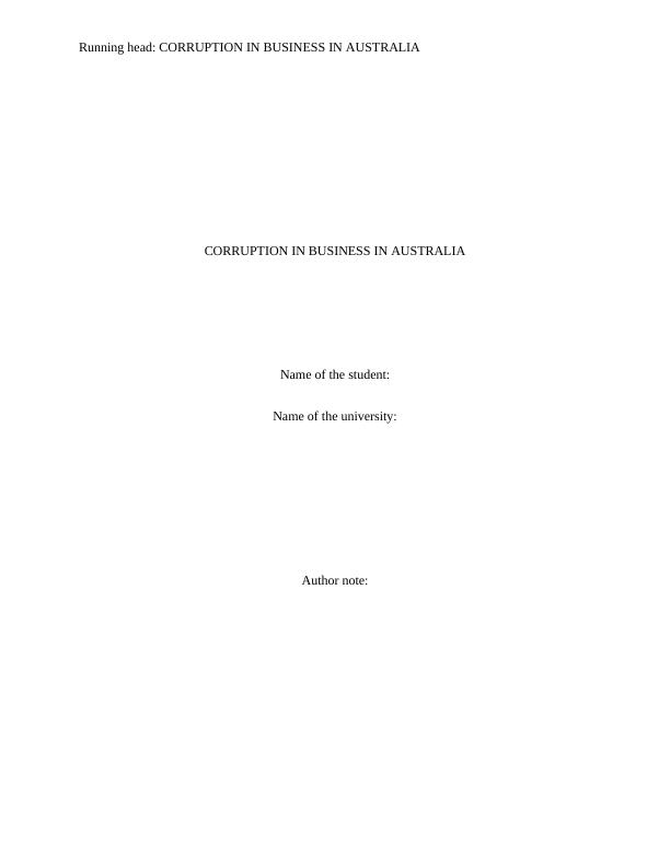 Corruption in Business in Australia Assignment_1