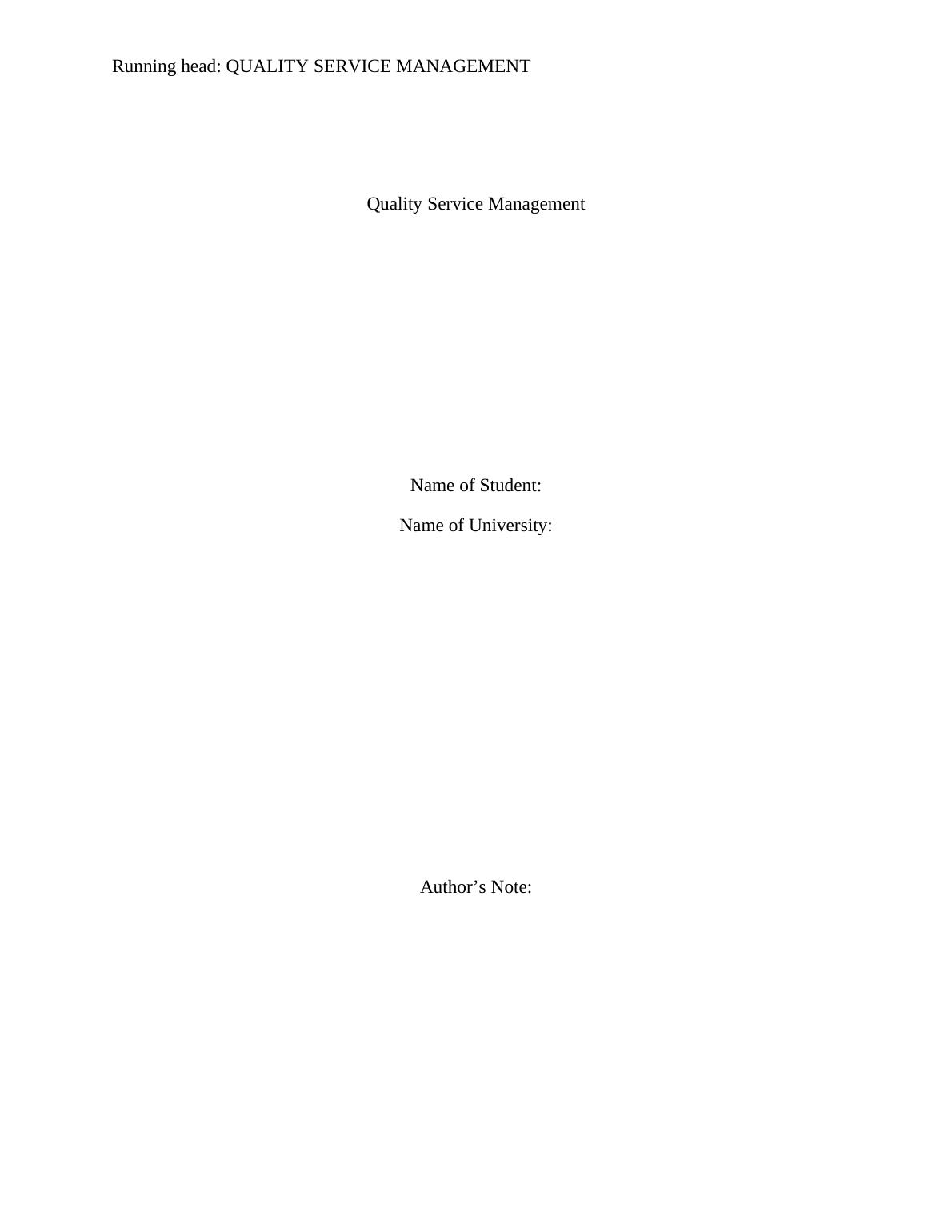 Quality Service Management Assignment_1