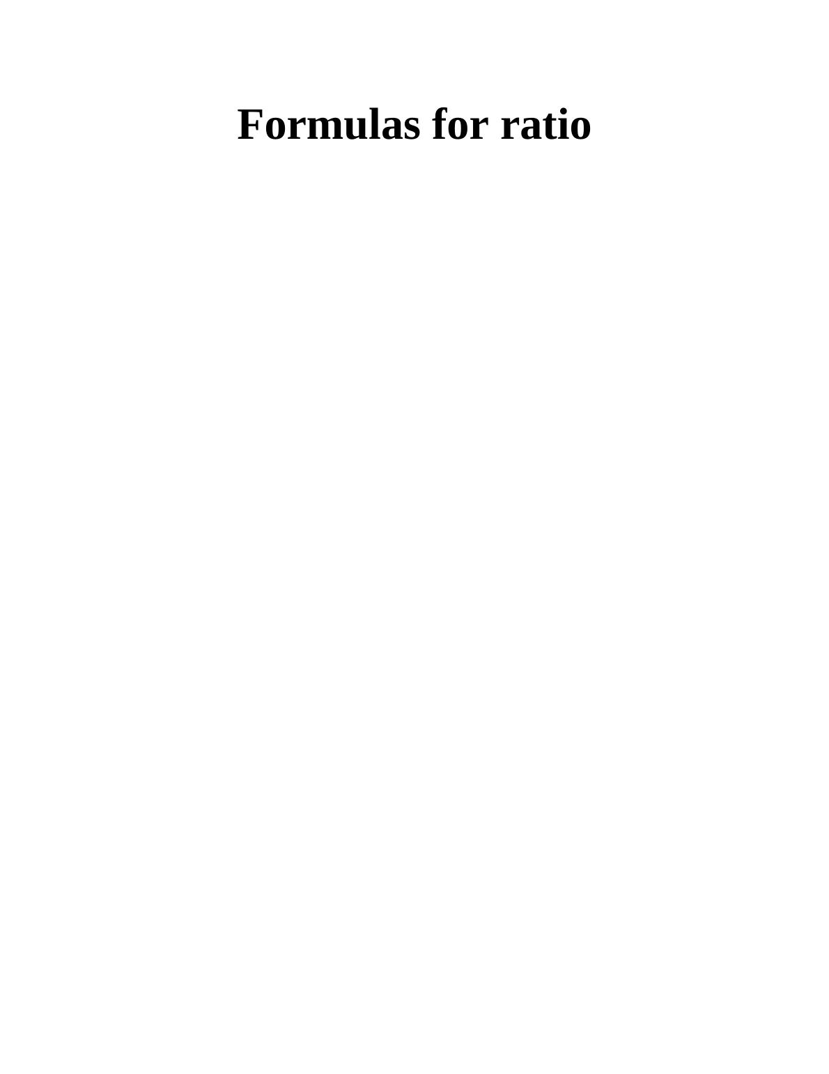 Formulas for Ratio - Assignment_1