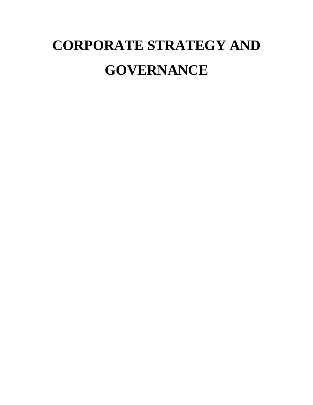 corporate strategy and governance assignment