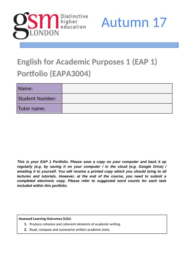 EAPA3004 English for Academic Purposes - Assignment_1