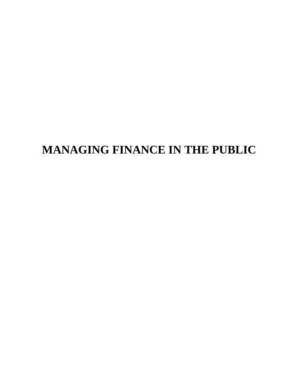 Managing Finance in The Public Sector - Assignment_1