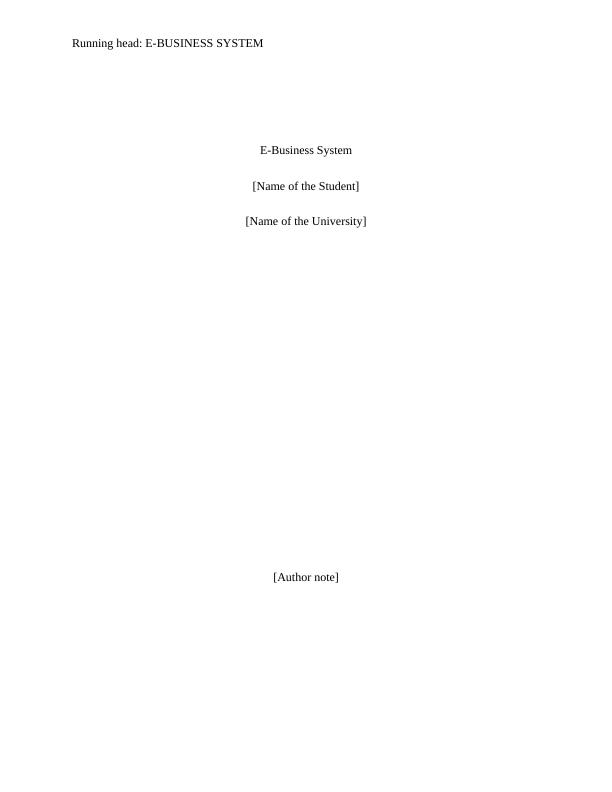 E-business Systems  - Assignment PDF_1