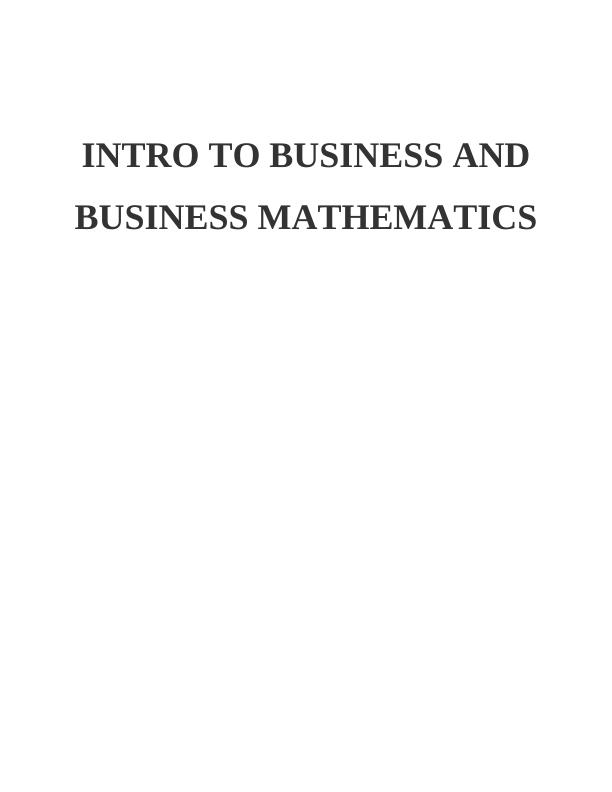 Business and Business Mathematics Assignment_1
