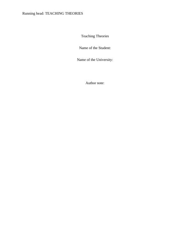 Report on Teaching Strategy and Theory_1