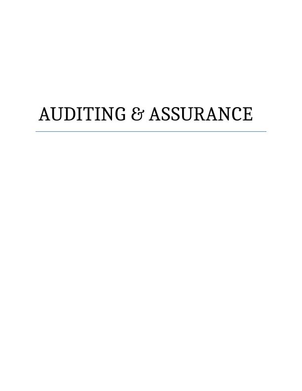 Auditing and Assurance- Assignment_1