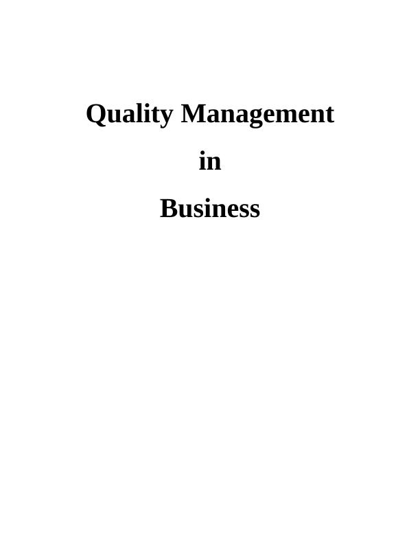 Assignment on Quality Management in Business Process_1