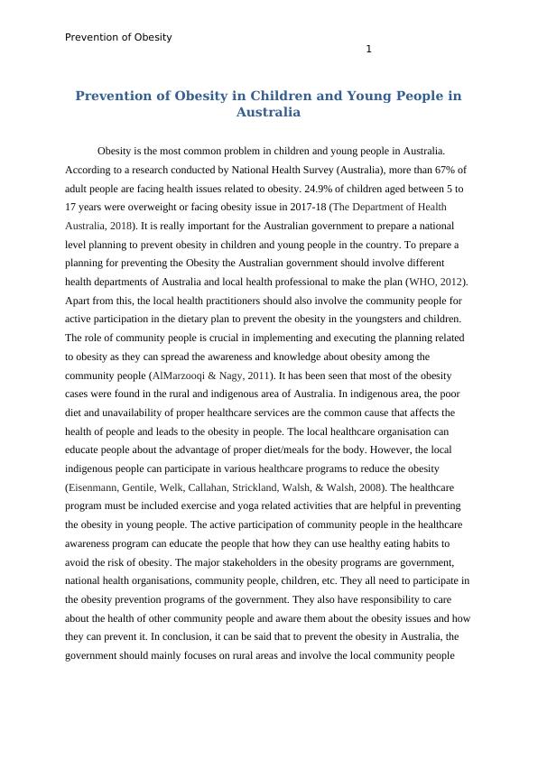 prevent obesity essay