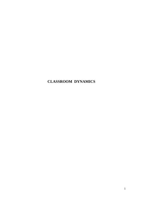Concept on Classroom Dynamics Assignment_1