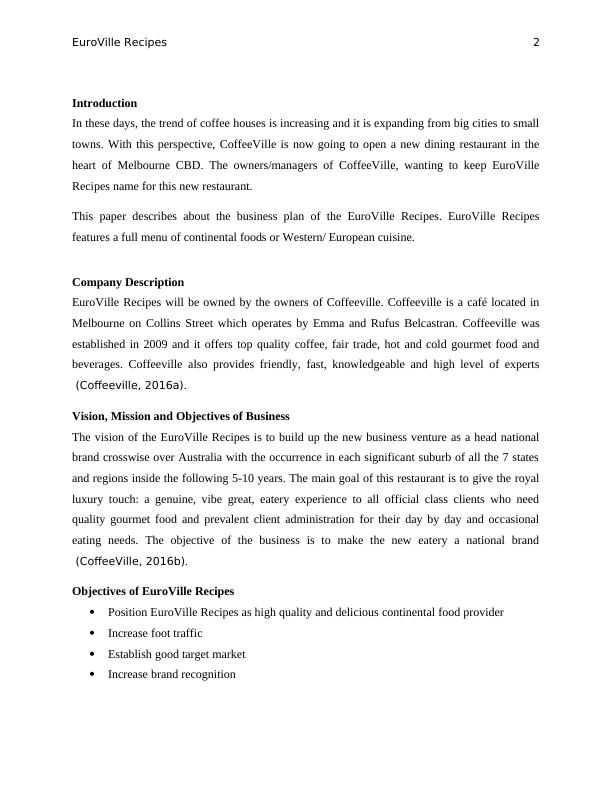 Business Plan of EuroVille Recipes_3