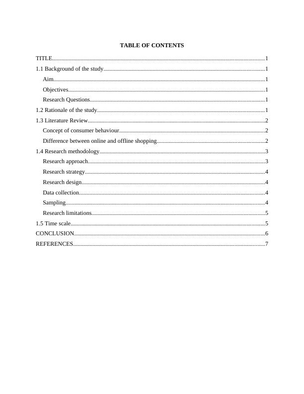 TABLE OF CONTENTS TITLE I: Consumer Behaviour for Online and Offline Shopping_2
