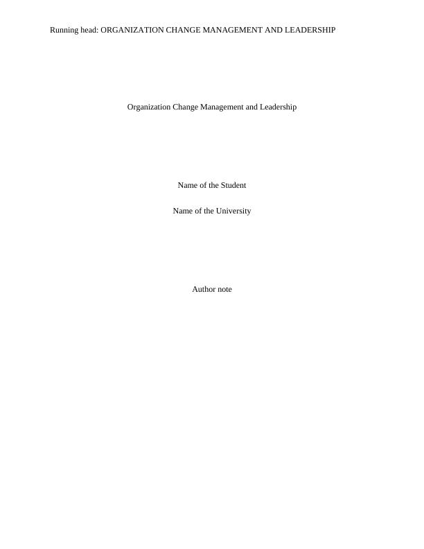 Leadership and Change Management (Doc) : Assignment_1