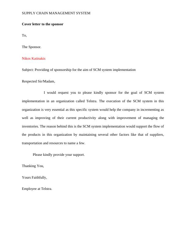 Supply Chain Management System | Cover Letter_1