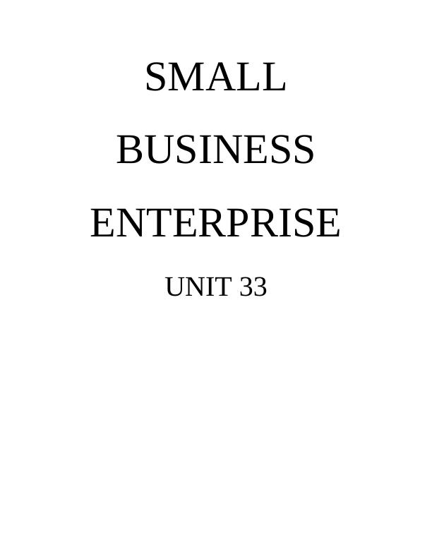 SMALL BUSINESS ENTTERPRISE UNIT 33 TABLE OF CONTENTS INTRODUCTION_1