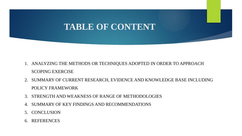 Methods for Approaching Scoping Exercise in Public Health
