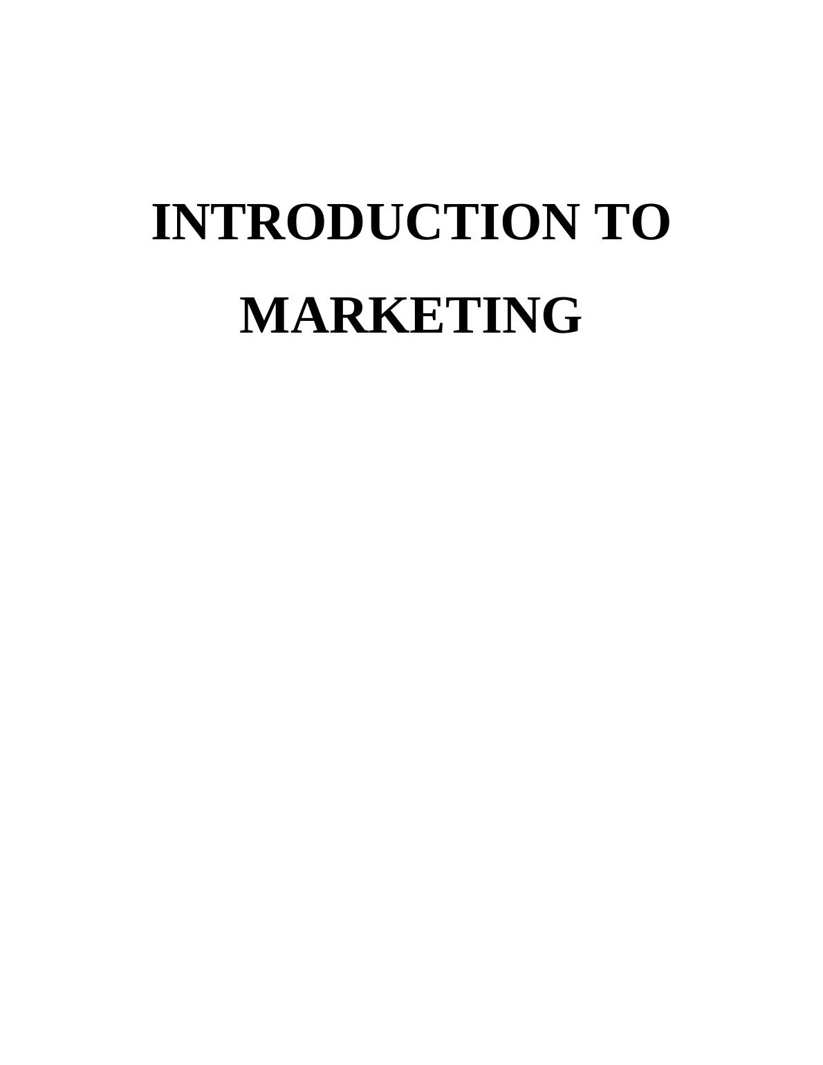 Introduction to Marketing | Desklib