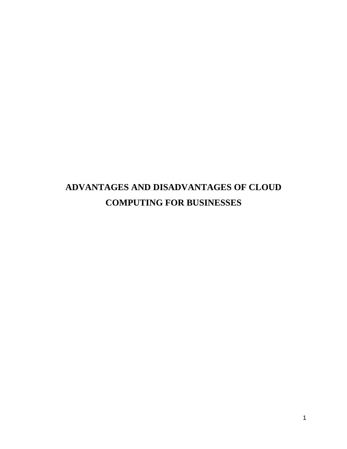 Assignment | Cloud Computing for Business_1