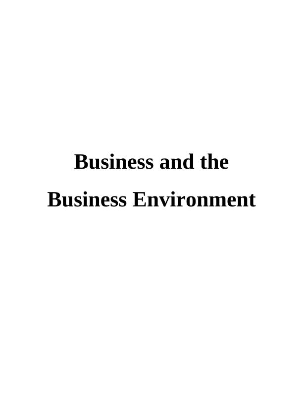 Business and Business Environment Report - McDonald_1