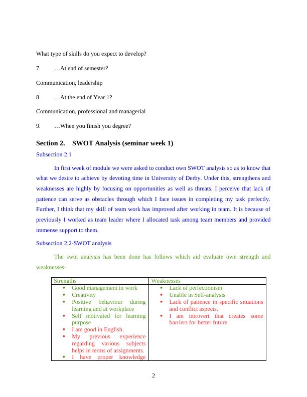 Reflection Report on SWOT analysis_2