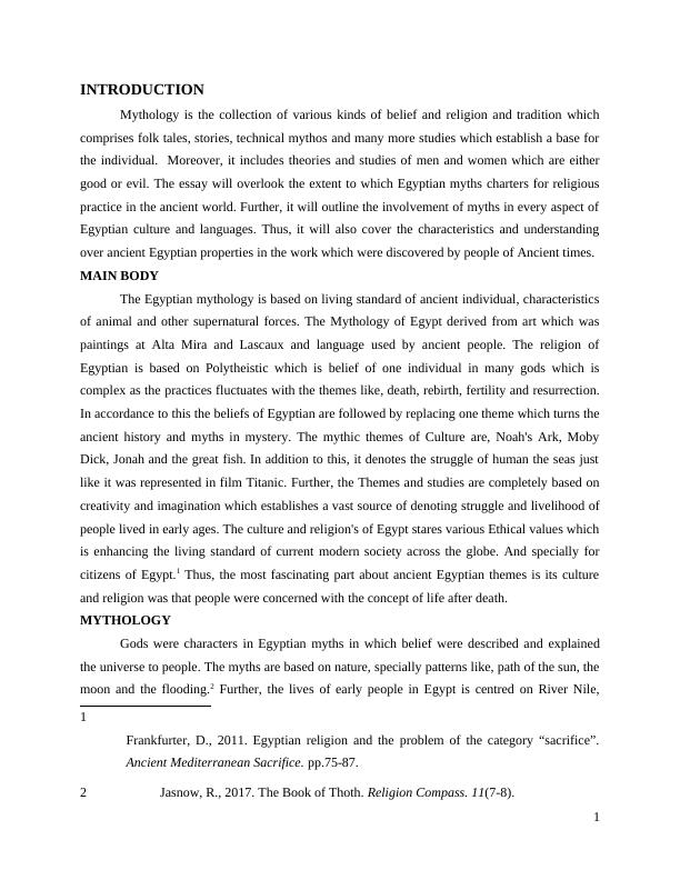 Реферат: Egyptian Mythology Essay Research Paper Egyptian religion