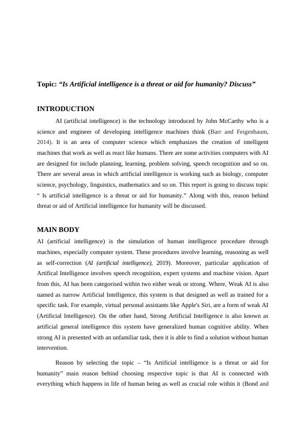 Реферат: Artificial Intelligence Essay Research Paper Artificial Intelligence