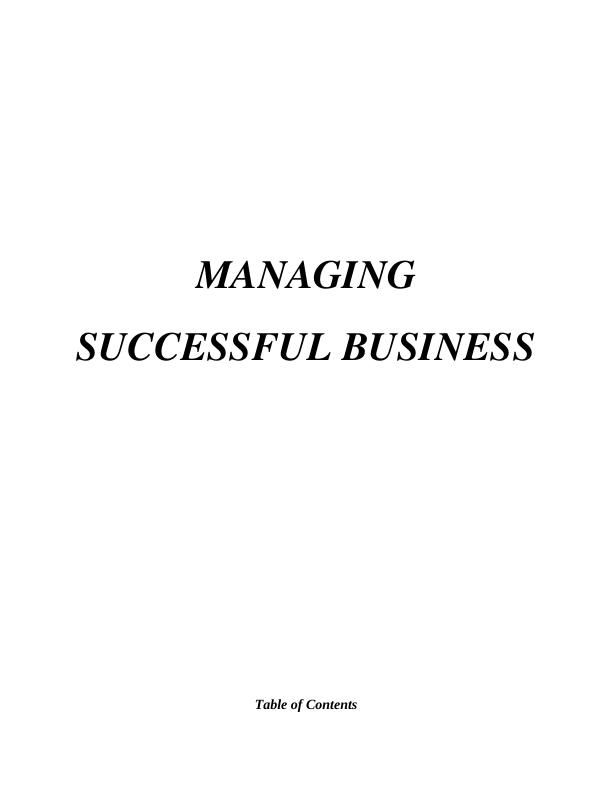 (solution) Managing Successful Business: Assignment_1
