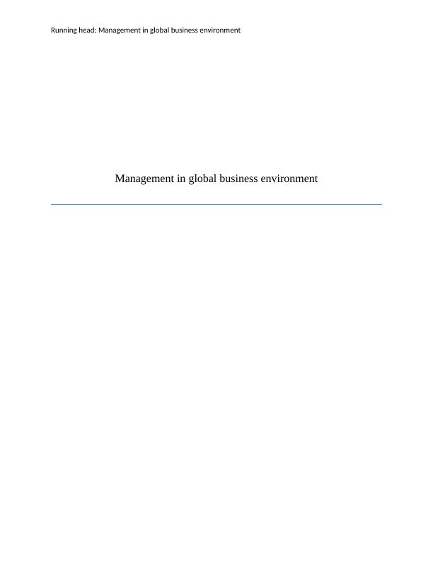 Management in Global Business Environment_1
