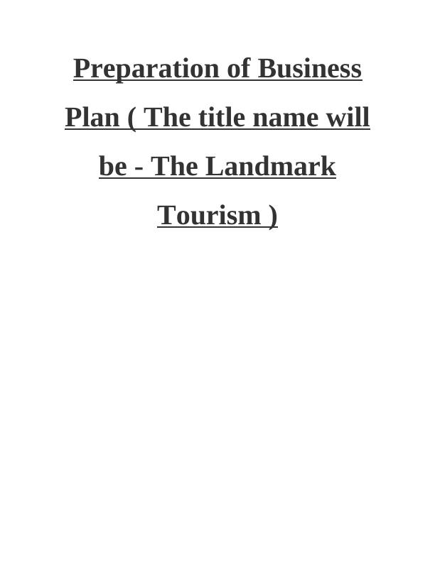Preparation of Business Plan Assignment_1