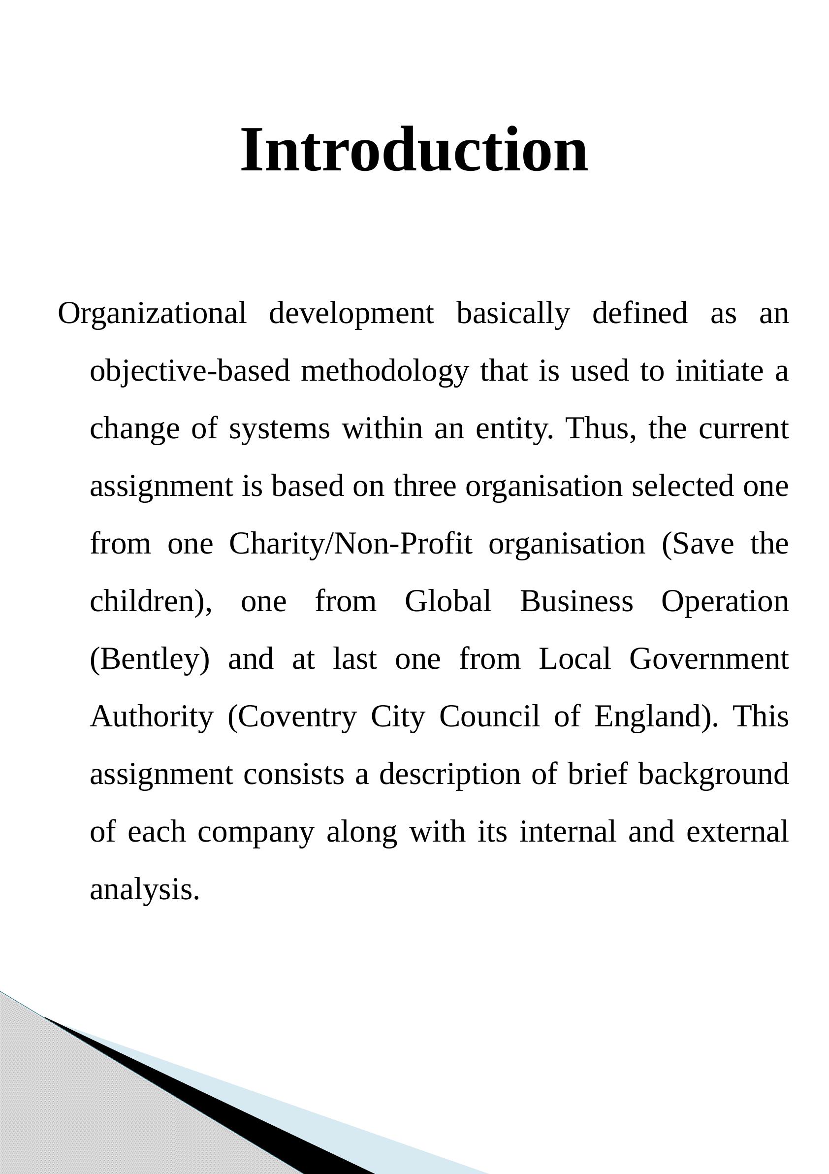 Organisational Development: Analysis of Save the Children, Bentley, and Coventry City Council_1