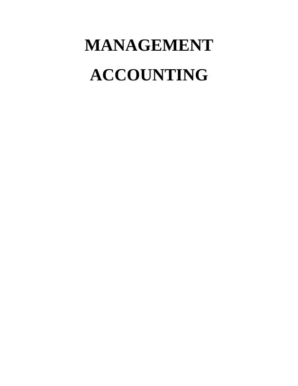 Sample Management Accounting - Assignment_1