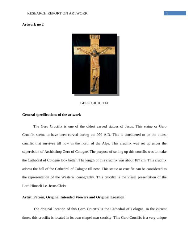 (Solved) Report on Gero Crucifix