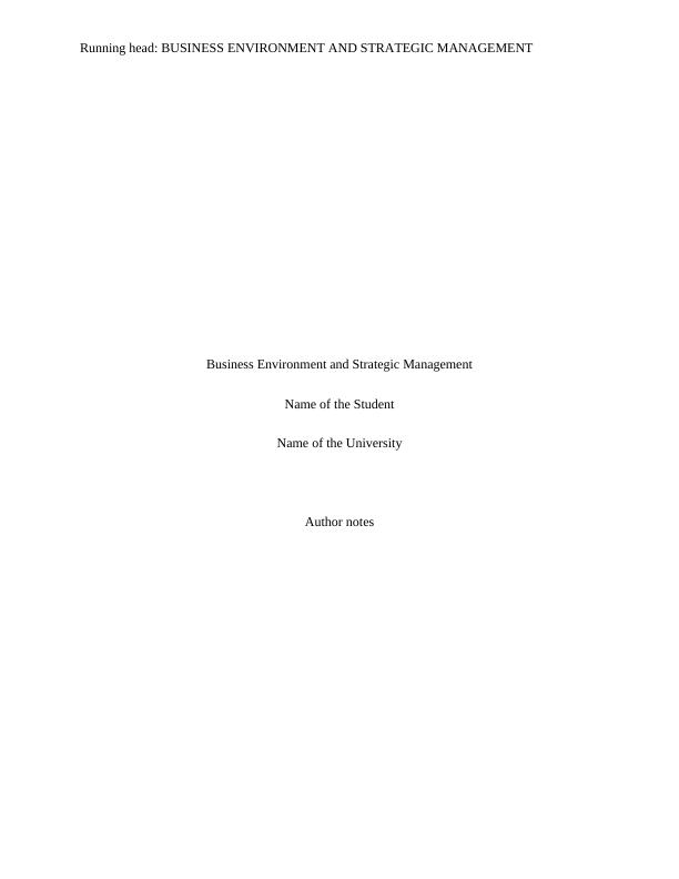 Business Environment and Strategic Management_1