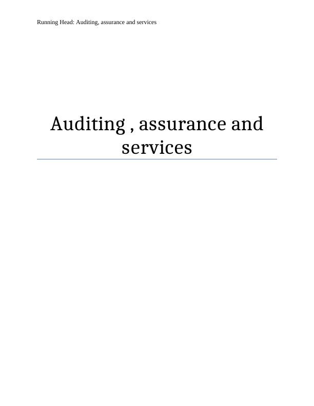 Assignment On Auditing, Assurance and Services - HI6026_1